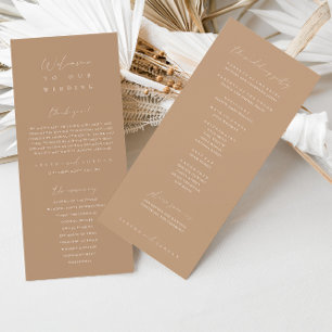 Minimalistisch Bleek Taupe Wedding Ceremony-progra