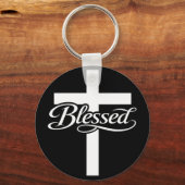 Minimalistisch Blessed Cross Christelijk Gelooofso Sleutelhanger (Voorkant)