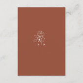Minimalistisch Bloemen Terracotta Monogram Bruilof Informatiekaartje (Achterkant)