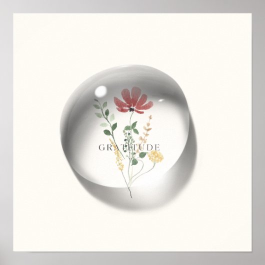 Minimalistisch bloemendesign met waterdruppel poster (Voorkant)