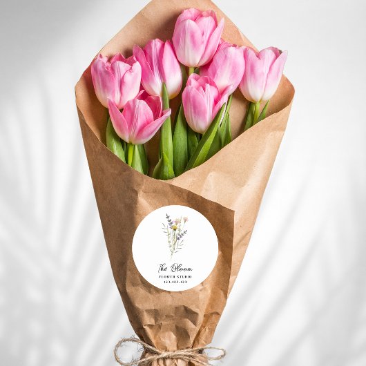 Minimalistisch Bloemist Bloemboeket Label