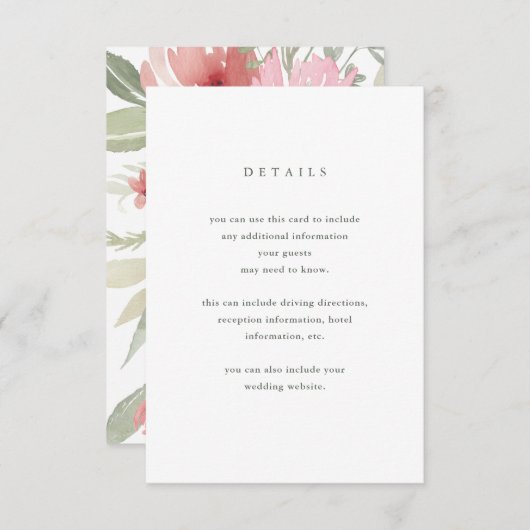 Minimalistisch Bloom | Details van de bruiloft Informatiekaartje (Voorkant / Achterkant)