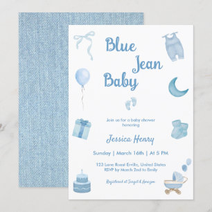Minimalistisch Blue Jean Baby Denim Baby shower Kaart