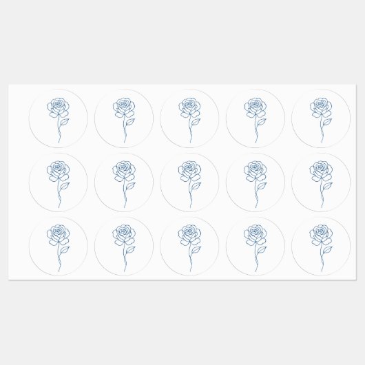 Minimalistisch Blue Roos Line Art Label (Vel)