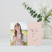 Minimalistisch Blush-Afstuderen Dank u wel met fot Briefkaart (Staand voorkant)