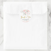 Minimalistisch Blush Roze Bloemen Baby shower Dank Ronde Sticker (Tas)