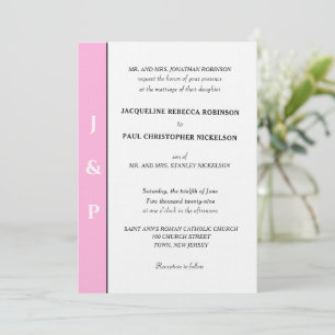 Minimalistisch Blush Roze Grijs Monogram Kaart