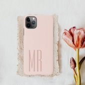 Minimalistisch Blush Roze Monogram iPhone Hoesje