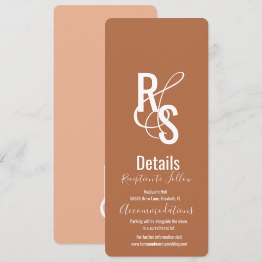 Minimalistisch Bohemian Dark Terracotta Wedding Kaart (Voorkant / Achterkant)