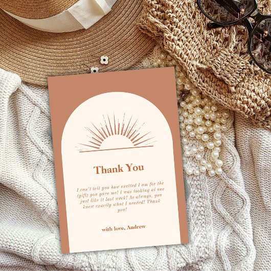 Minimalistisch Boho Arch Sunshine Baby shower Bedankkaart