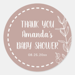 Minimalistisch Boho-Baby shower Dank u wel Ronde Sticker