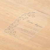 Minimalistisch Boho Black White Floral Art Wedding Acryl Uitnodigingen (Laagn)