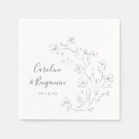 Minimalistisch Boho Black White Floral Art Wedding