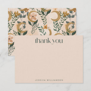 Minimalistisch Boho Blush Floral Moon Vrijgezellen Bedankkaart