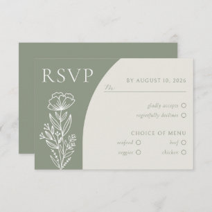 Minimalistisch Boho Botanical Sage Green RSVP Informatiekaartje