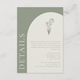 Minimalistisch Boho Botanical Sage Wedding Details Informatiekaartje