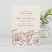 Minimalistisch Boho Botanical Terracotta Baby show Kaart (Staand voorkant)