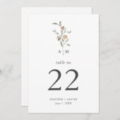 Minimalistisch Boho Botanicals Tafelnummer (Voorkant / Achterkant)