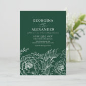 Minimalistisch Boho Emerald Green White Wedding Kaart (Staand voorkant)