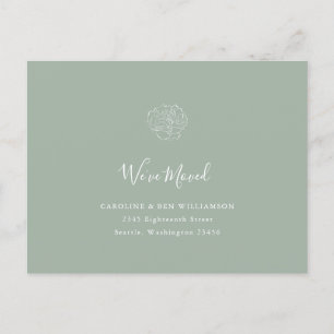 Minimalistisch Boho Floral Moved Address Sage Gree Briefkaart