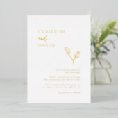 Minimalistisch Boho Gold Foil Wedding Folie Uitnodiging (Staand Voorkant)