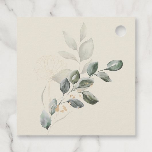 Minimalistisch Boho Gold Greenery Vrijgezellenfees Bedankjes Labels (Achterkant)