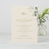Minimalistisch Boho Green Eucalyptus Botanical Wed Menu (Staand voorkant)