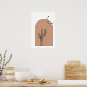 Minimalistisch Boho Line art Cactus Desert Poster (Keuken)