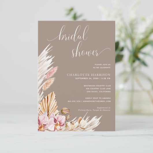 Minimalistisch Boho Pampas gras | VRIJGEZELLENFEES Kaart (Staand voorkant)