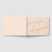 Minimalistisch Boho Peach Gold Script Weddenschap  Gastenboek (Volledig)