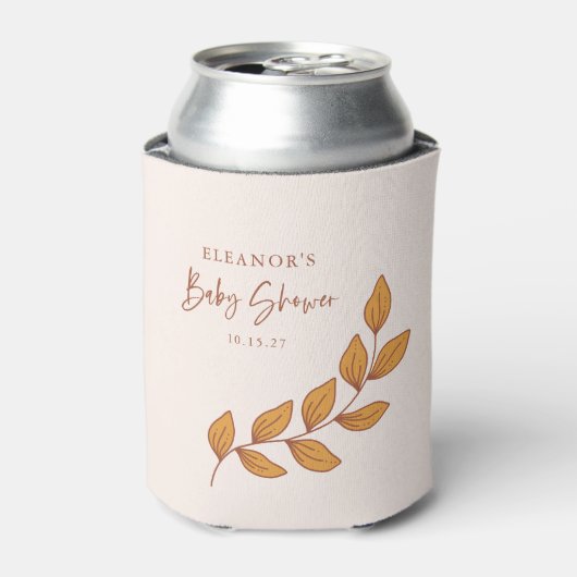 Minimalistisch Boho Retro Vine Baby shower Custom Blikjeskoeler (Blikje Voorkant)