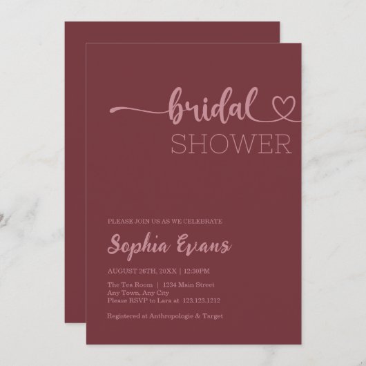 Minimalistisch Boho Roos gouden rode wijn Vrijgeze Kaart (Voorkant / Achterkant)