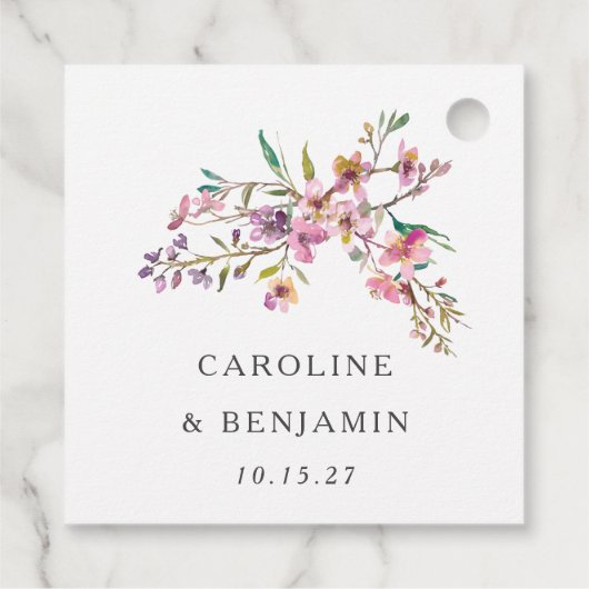 Minimalistisch Boho roze Wildbloemen Bruiloft Cust Bedankjes Labels (Achterkant)