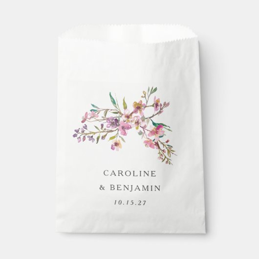 Minimalistisch Boho roze Wildbloemen Bruiloft Cust Bedankzakje (Voorkant)