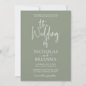 Minimalistisch Boho Sage Green Wedding Modern Kaart (Voorkant)
