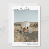 Minimalistisch Boho Script Photo Weddenschap Save The Date (Voorkant)