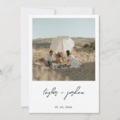 Minimalistisch Boho Script Photo Wedding Bedankkaart (Voorkant)