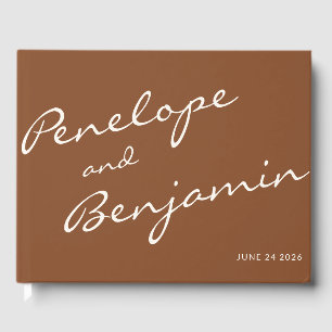 Minimalistisch Boho Script Weddenschap Sienna Brow Gastenboek
