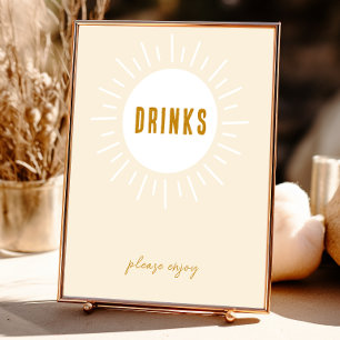 Minimalistisch Boho Sunshine Baby shower Drinken t Poster
