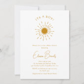 Minimalistisch Boho Sunshine `Baby shower Het is e Kaart (Voorkant)