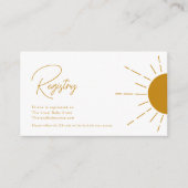 Minimalistisch Boho Sunshine QR Code Baby Register Informatiekaartje (Voorkant)