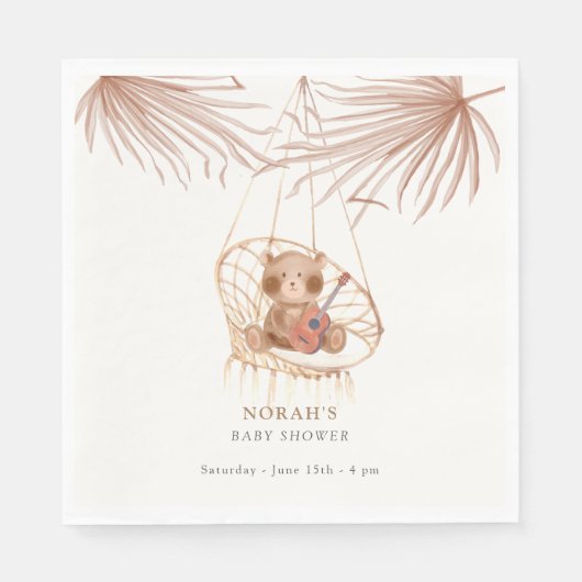 Minimalistisch Boho Teddy Bear Baby shower Servet (Voorkant)