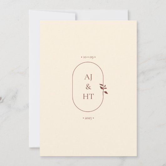 Minimalistisch Boho Terracotta Crème Script Bruilo Kaart (Achterkant)