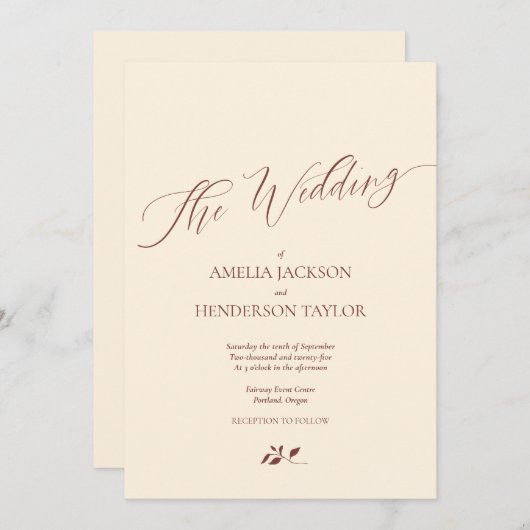 Minimalistisch Boho Terracotta Crème Script Bruilo Kaart (Voorkant / Achterkant)