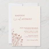 Minimalistisch Boho Terracotta Wildflower Wedding Kaart (Voorkant)