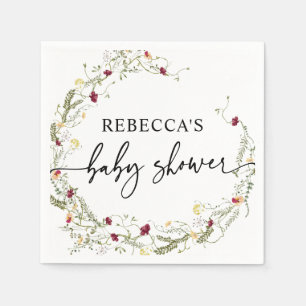 Minimalistisch Boho Wildflower Greenery Baby showe Servet
