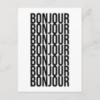 Minimalistisch Bonjour Frans Text Design Black Whi