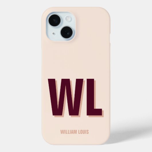 Minimalistisch bordeaux roze gepersonaliseerd mono Case-Mate iPhone case (Achterkant)
