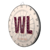 Minimalistisch bordeaux roze gepersonaliseerd mono dartbord (Voorkant Rechts)