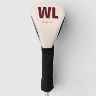 Minimalistisch bordeaux roze gepersonaliseerd mono golfheadcover
